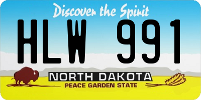 ND license plate HLW991