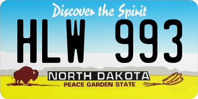 ND license plate HLW993