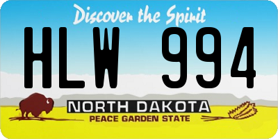 ND license plate HLW994