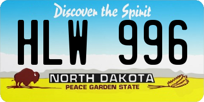 ND license plate HLW996