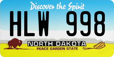 ND license plate HLW998