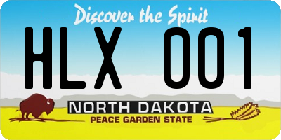 ND license plate HLX001