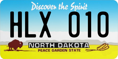 ND license plate HLX010