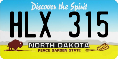 ND license plate HLX315