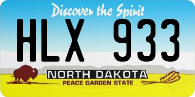 ND license plate HLX933