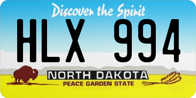ND license plate HLX994