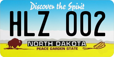 ND license plate HLZ002