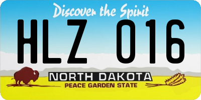 ND license plate HLZ016