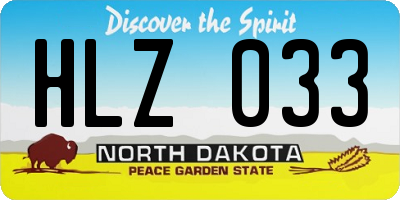 ND license plate HLZ033