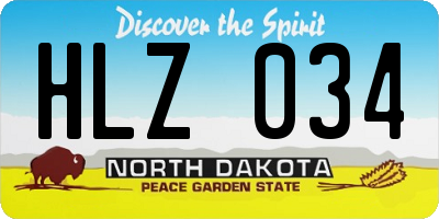 ND license plate HLZ034