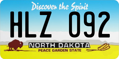 ND license plate HLZ092