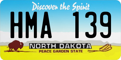 ND license plate HMA139