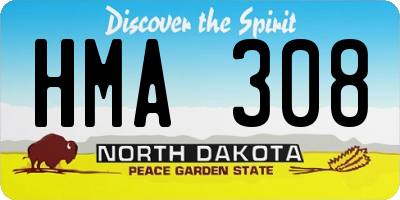 ND license plate HMA308