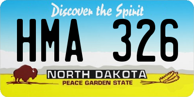 ND license plate HMA326
