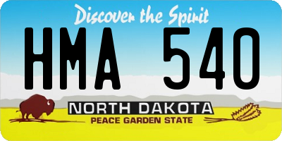 ND license plate HMA540