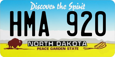 ND license plate HMA920