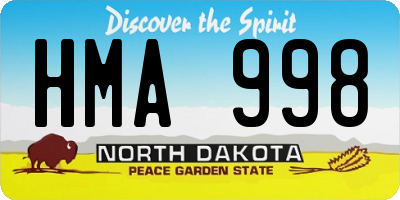 ND license plate HMA998