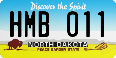 ND license plate HMB011