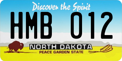 ND license plate HMB012
