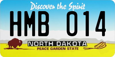 ND license plate HMB014