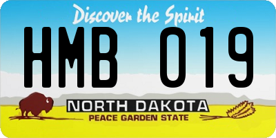 ND license plate HMB019