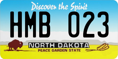 ND license plate HMB023