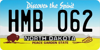 ND license plate HMB062