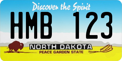 ND license plate HMB123