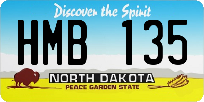ND license plate HMB135
