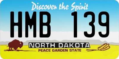 ND license plate HMB139