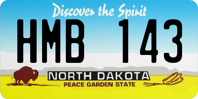 ND license plate HMB143