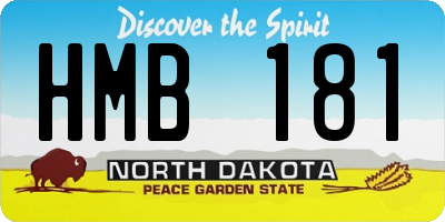 ND license plate HMB181