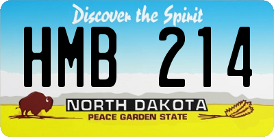 ND license plate HMB214