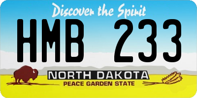 ND license plate HMB233