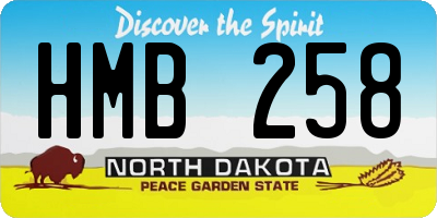 ND license plate HMB258