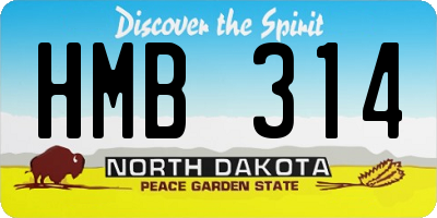 ND license plate HMB314