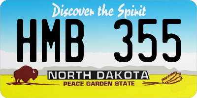 ND license plate HMB355