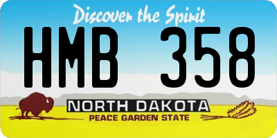 ND license plate HMB358