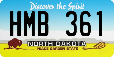 ND license plate HMB361
