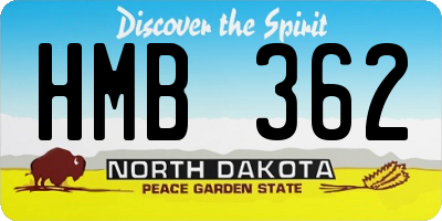 ND license plate HMB362