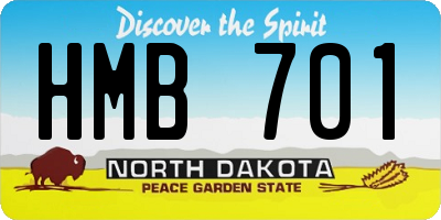 ND license plate HMB701