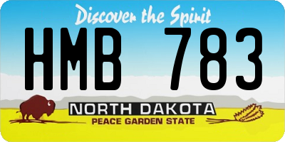 ND license plate HMB783