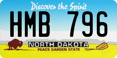 ND license plate HMB796