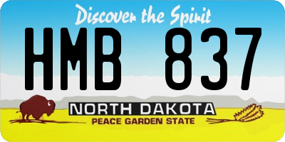 ND license plate HMB837