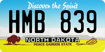 ND license plate HMB839