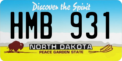 ND license plate HMB931