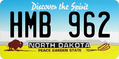 ND license plate HMB962