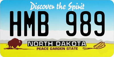 ND license plate HMB989