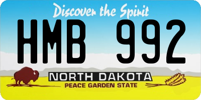 ND license plate HMB992