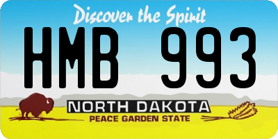 ND license plate HMB993